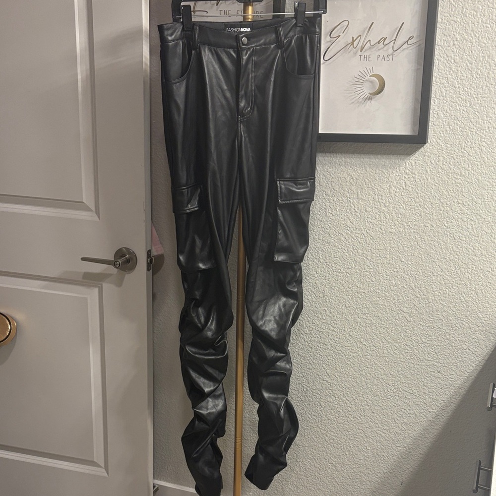 Fashion Nova Sleek Black Leatherette Trousers